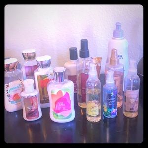 Mix of lotions and body sprays.